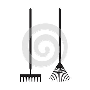 Rake icon. Garden tools silhouette. Vector illustration.